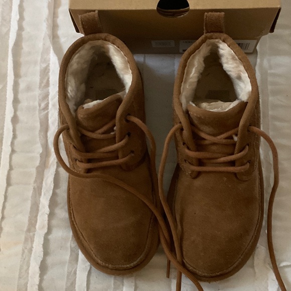 UGG Shoes - UGG Neumel Chestnut Brown Suede Lace-Up Shearling Ankle Boots